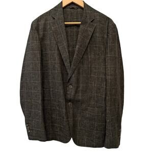 L.B.M. 1911 Linen Blend Prince Of Wales Blazer Jacket Men's Check Plaid Business